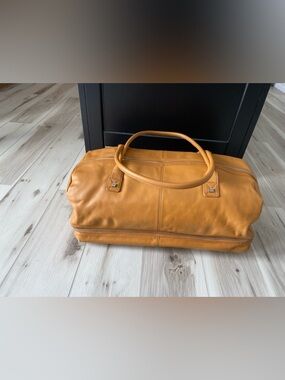 Leather Bag Weekender Duffle BODHI Travel Tan Designer  Vtg? HTF